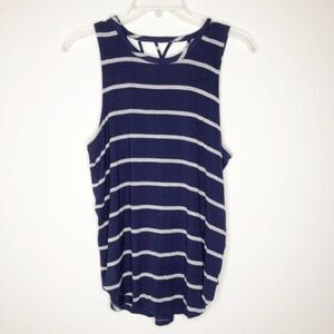 CHASER Strappy Scoop Back Striped Muscle Tank 